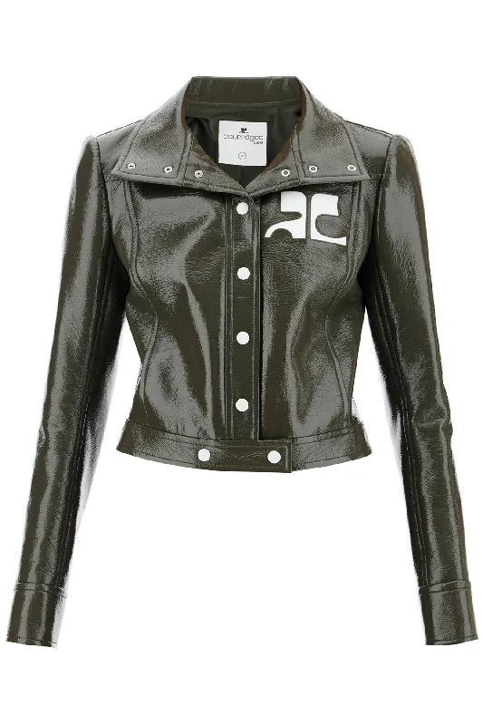 Stylish Women's Outerwear Apparel COURREGES reedition vinyl short jacket