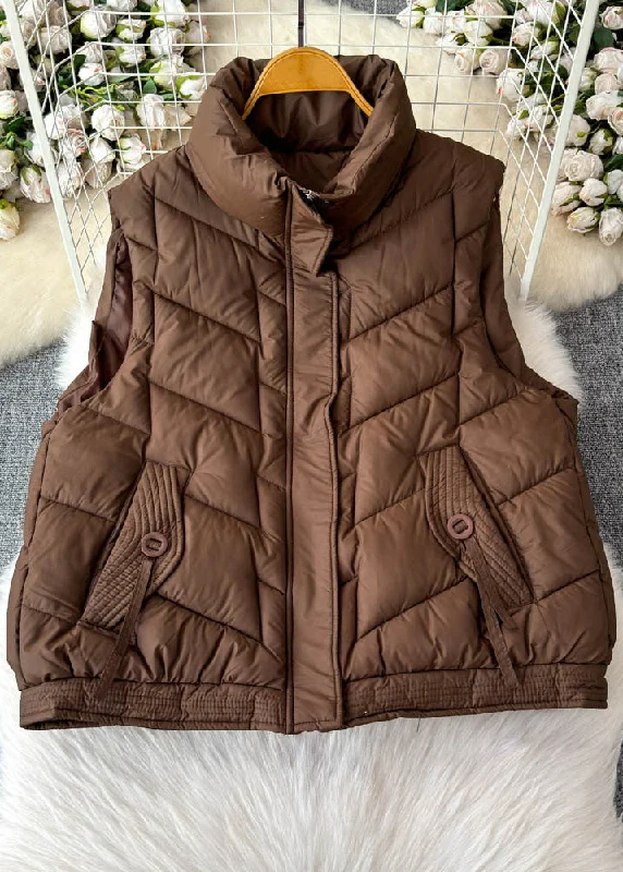 Women's Work Outfit For The Office Casual Coffee Stand Collar Pockets Patchwork Parka Waistcoat Winter Women's Work Outfit For The Office Casual Coffee Stand Collar Pockets Patchwork Parka Waistcoat Winter