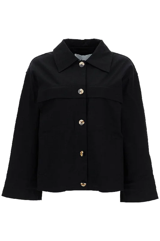 Women's Trendy Outfit GANNI checked canvas jacket with textured pattern