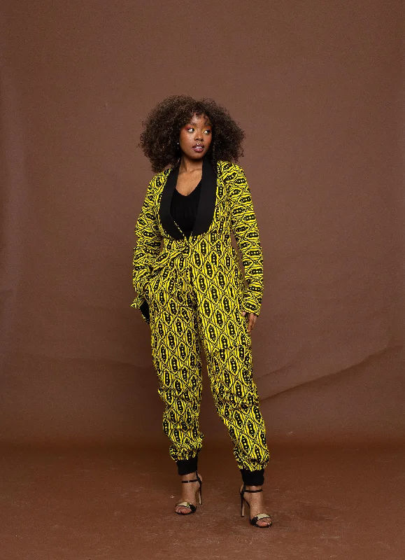Affordable Luxury Women's Apparel Astrid Ankara Long Jacket | Yellow African Print