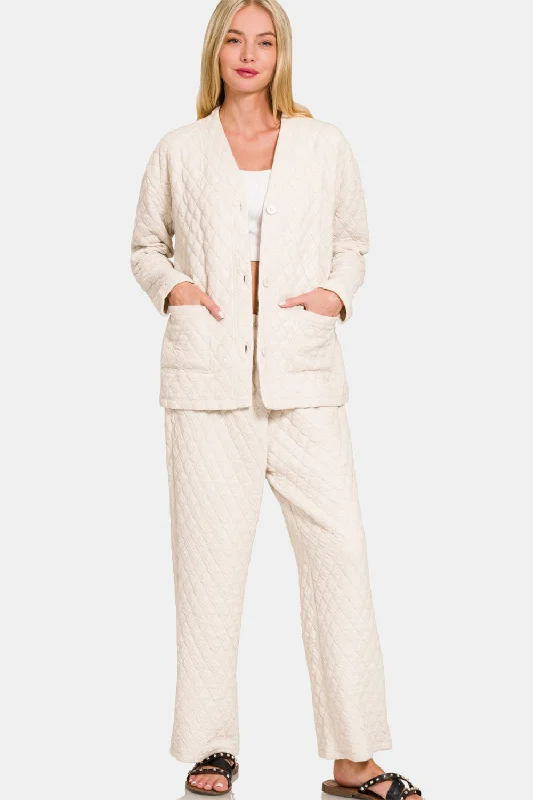 Women's Everyday Clothes Quilted Jacket and Pants Set