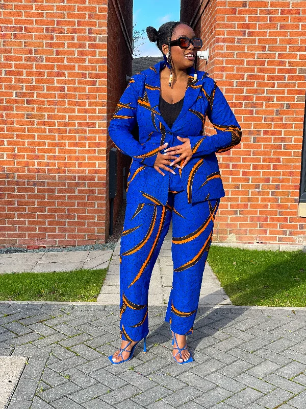 Women's Sporty Clothes Goldie Ankara Jacket | Blue African Print