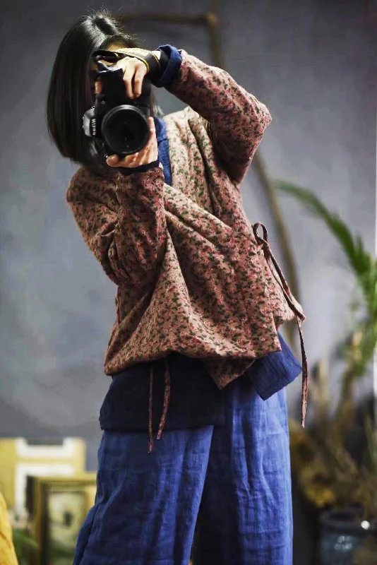 Huge Savings On Must-Have Clothing 2020 Spring Fashion Floral Print Cotton Linen Warm Belt Coat