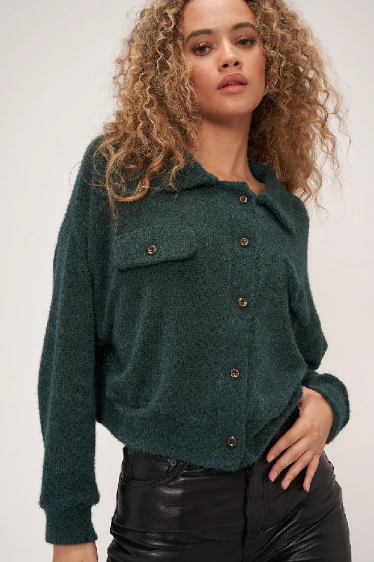 Women's Trendy Casual Outfit Cleo Button Front Chenille Jacket