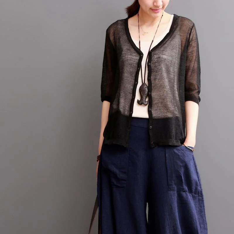 Huge Savings On Must-Have Clothing Black linen coat women summer cardigan