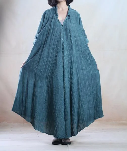 Women's Functional Outdoor Garments Green spring linen coat maxi dress causal caftan Women's Functional Outdoor Garments Green spring linen coat maxi dress causal caftan