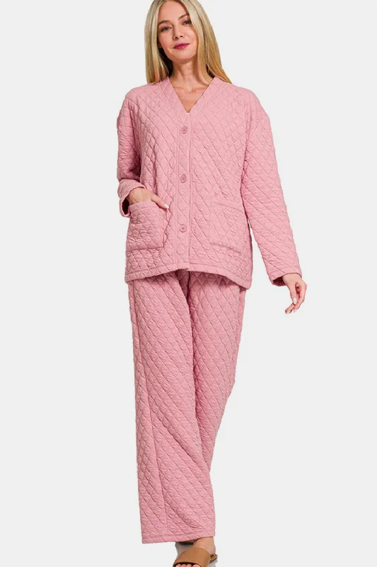 Affordable Women's Clothing Quilted Jacket and Pants Set