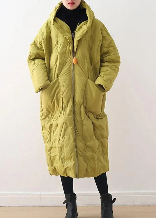 Women's Plus-Size Casual Outfit Warm Yellow Down Coat Original Design Literary Retro Overcoat