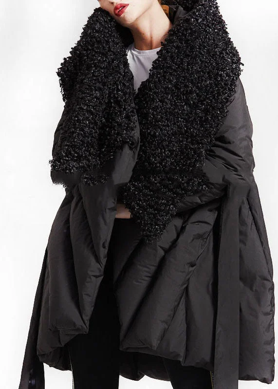 Clearance Event – Grab Stylish Outfits Before They're Gone Art Black Patchwork Faux Fur Peter Pan Collar Winter Coat