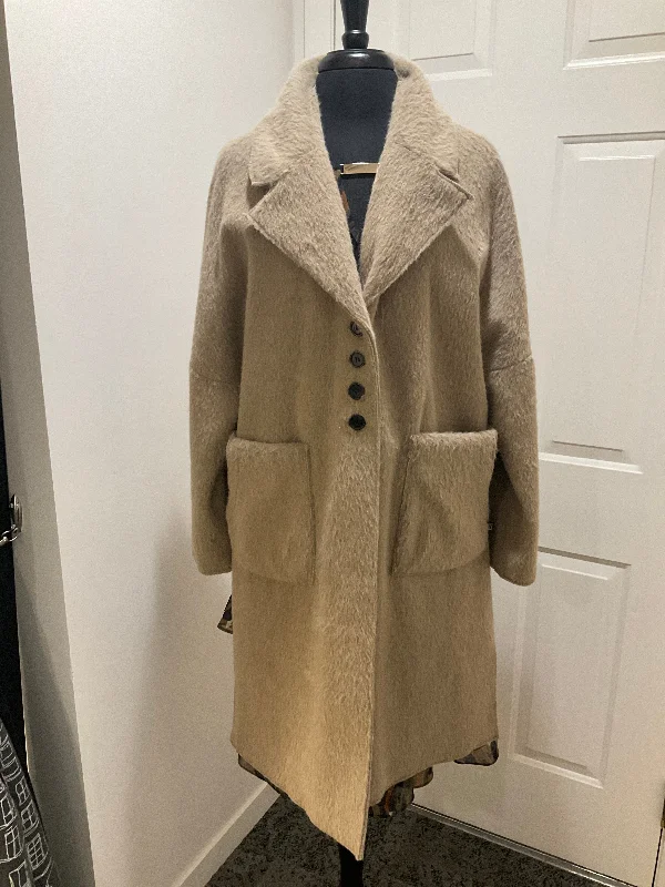 Women's Elegant Evening Outfit Freaky Nation Beige Faux Fur Jacket