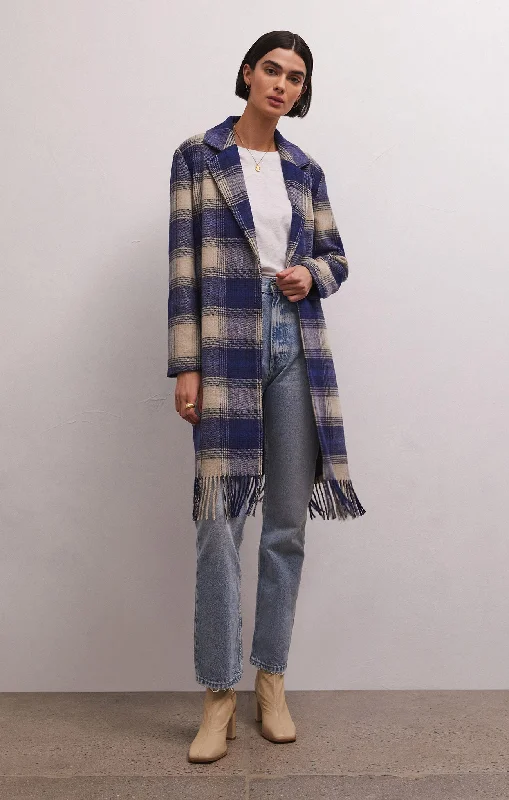 Comfortable Outfit For Women Ynez Fringed Plaid Coat