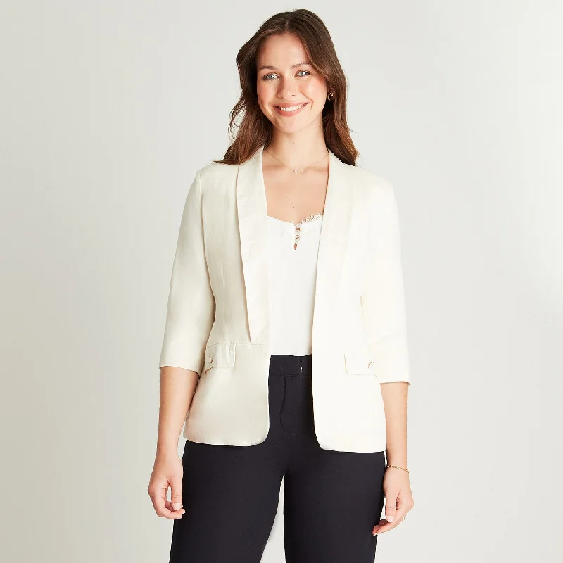 Stylish Women's Outerwear Apparel Blazer Crudo Manga 3/4  Cuello Solapa