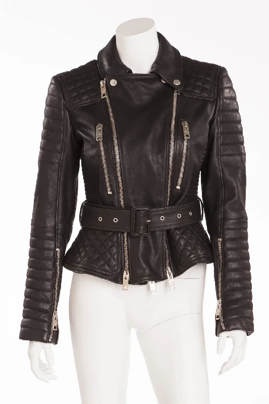 Affordable Trendy Clothes For Women Burberry - Black Leather Quilted Jacket - IT 44