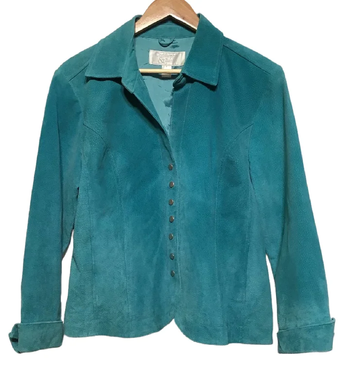 Women's Clothing Christopher & Banks Turquoise Suede Jacket (Women’s Size XL)