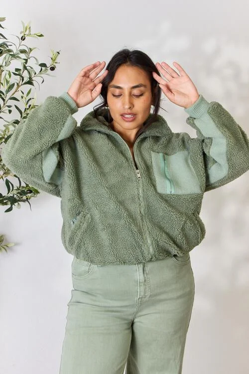 Limited-Stock Clothing Sale – Shop Before It's Too Late Zip Up Collared Neck Jacket