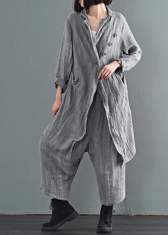 Final Call – Shop Elegant And Casual Fashion For Less Italian Grey Oversized Tie Dye Linen Coat Outwear Fall