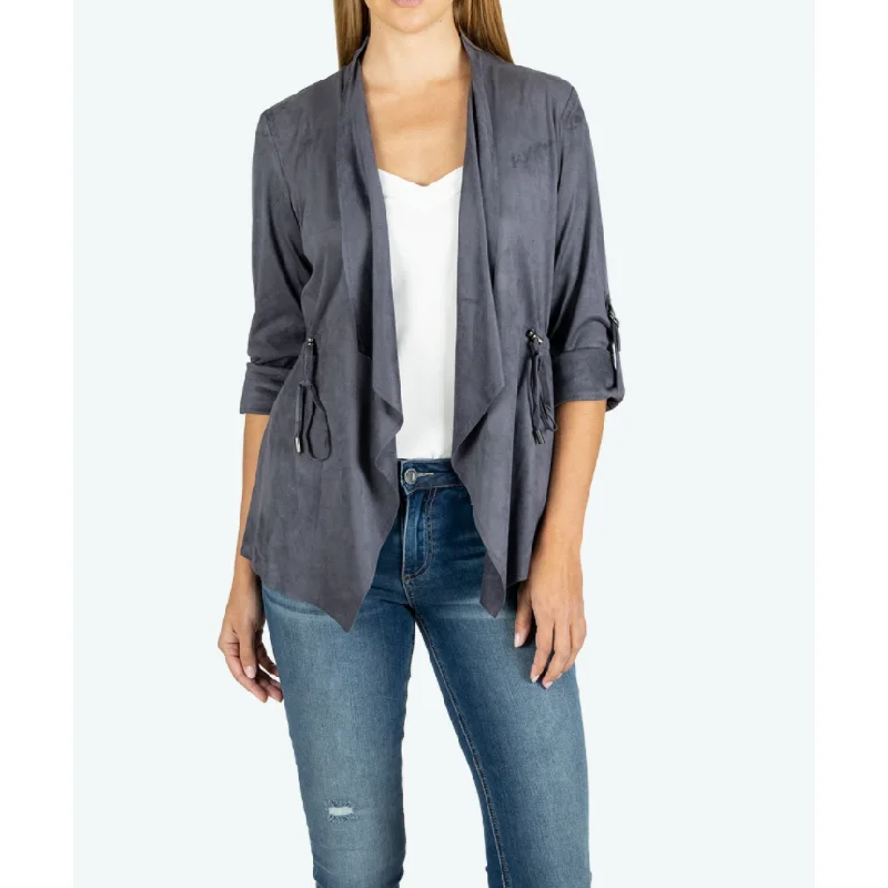 Women's Casual Wear Outfit Dianne Faux Suede Drape Jacket