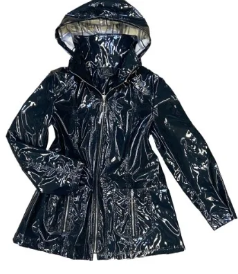 Women's Versatile Apparel Ubu Contrast Trim Rain Slicker Black