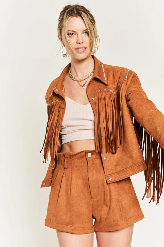 Seasonal Clearance Sale – Big Savings On Trendy Looks Suede Studded Fringe Jacket