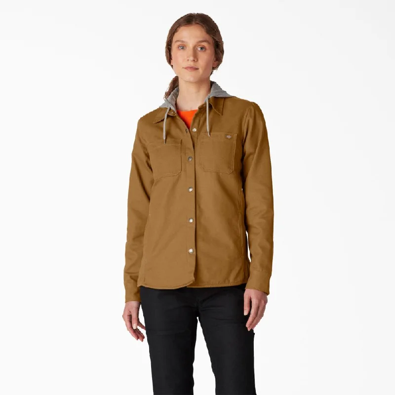 High-Quality Fashion At Discounted Prices – Shop Today Dickies Women’s Duck Hooded Shirt Jacket - Brown FJ077