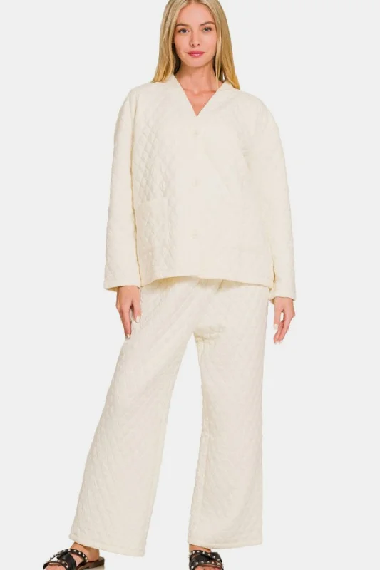 Chic Clothing For Women Quilted Jacket and Pants Set