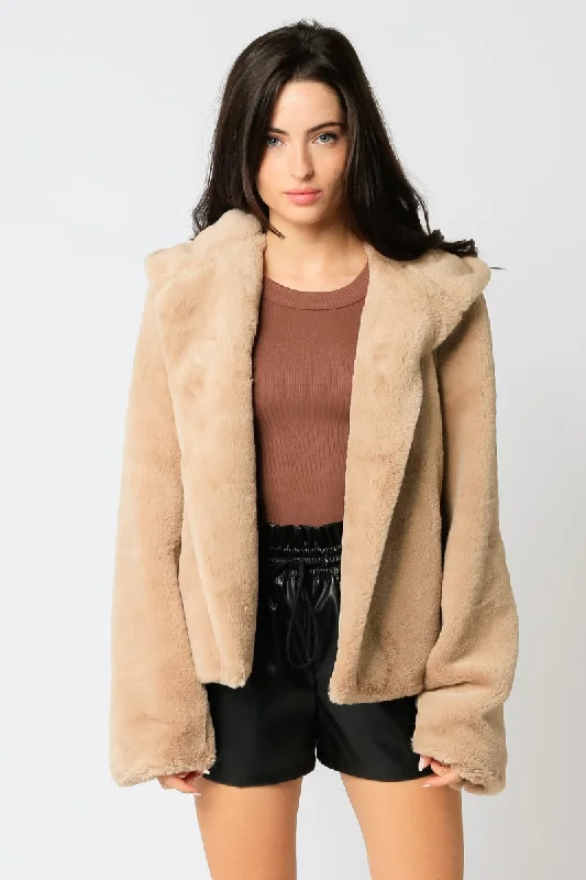 Charming Women's Holiday Apparel Faux Fur Jacket