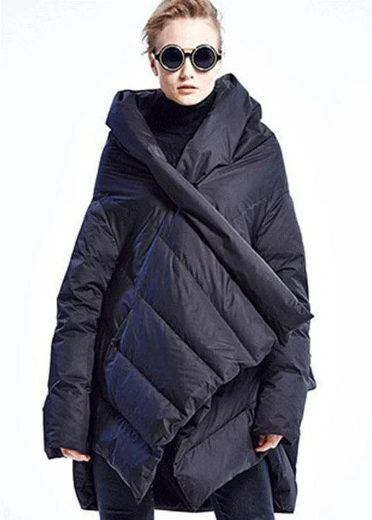 Women's Romantic Outfit Black fashion Cloak asymmetrical design Thick Winter Duck Down Coat Women's Romantic Outfit Black fashion Cloak asymmetrical design Thick Winter Duck Down Coat