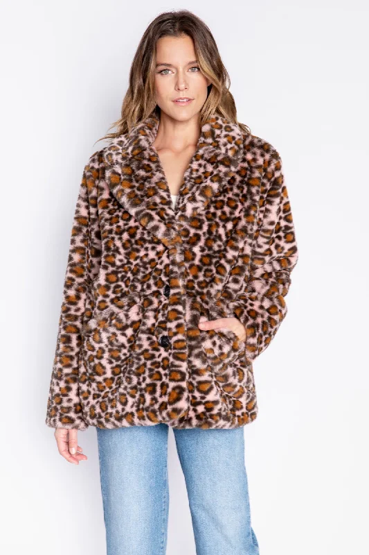 Stylish Women's Outerwear Apparel Faux Fur Cheetah Jacket