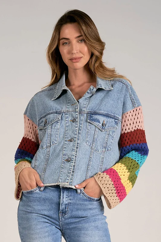 Women's Clothes Rainbow Sleeve Jacket
