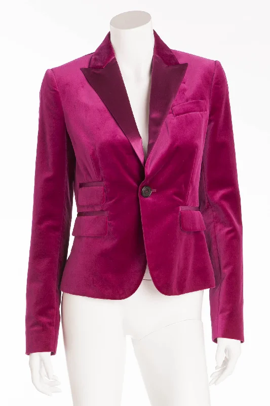 Classic Women's Clothing Styles Dsquared2 - Editorial, Fuchsia Velvet Jacket - IT 44