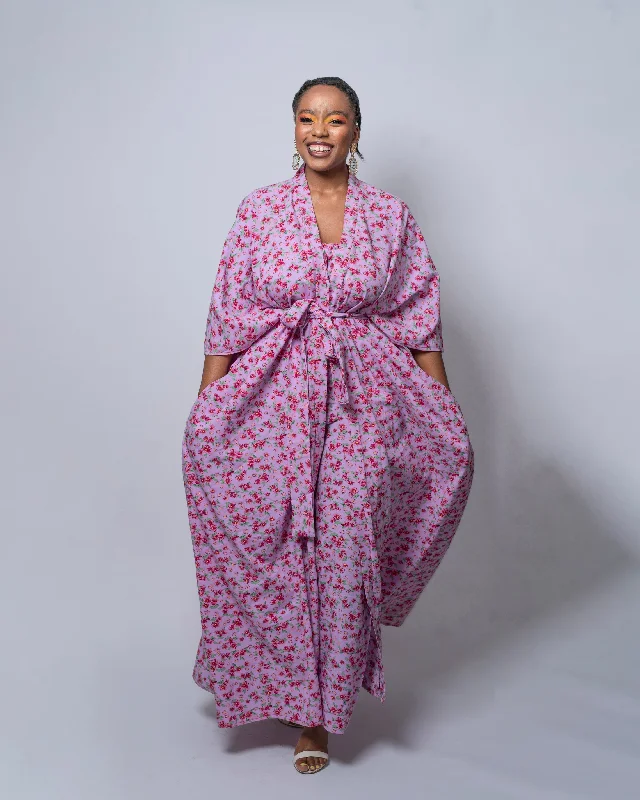 Women's Trendy Activewear Apparel Gwen Lilac Floral Print Kimono Jacket