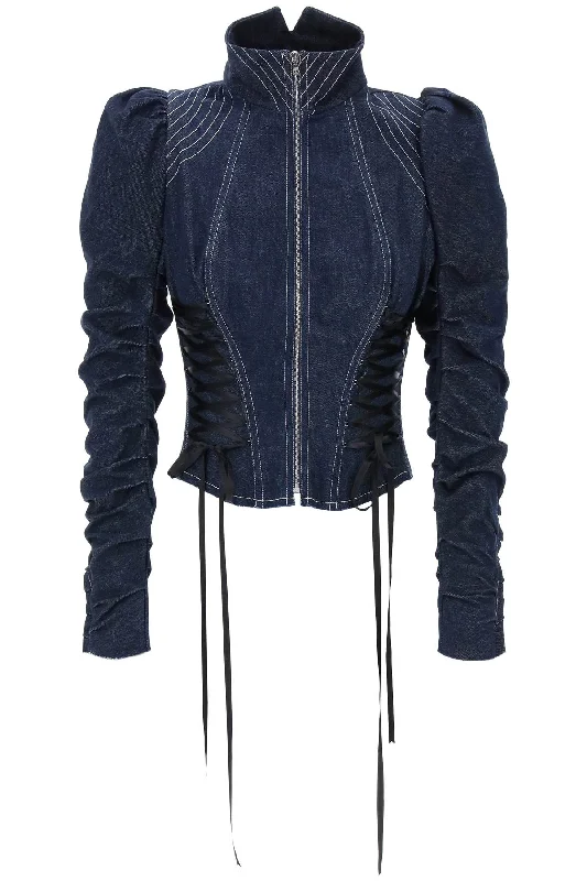 Women's Activewear Garments DILARA FINDIKOGLU denim jacket with corset detailing
