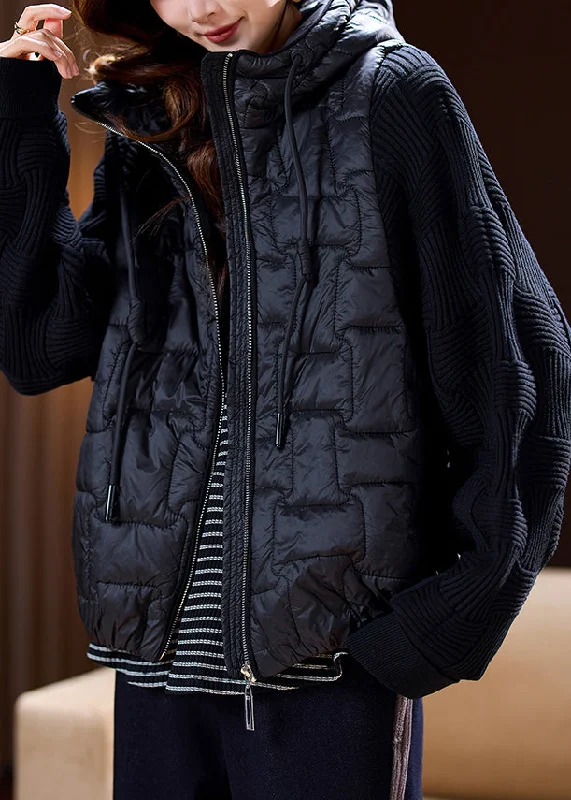 Women's Clothes And Apparel Sets Simple Black Hooded Zippered Cotton Filled Waistcoat Sleeveless Women's Clothes And Apparel Sets Simple Black Hooded Zippered Cotton Filled Waistcoat Sleeveless