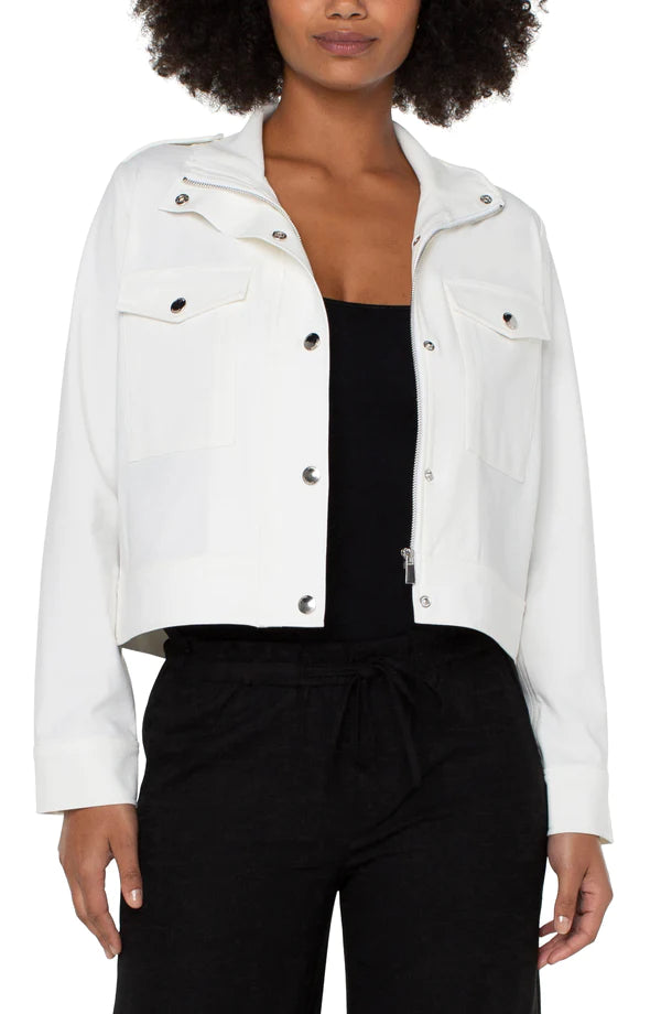 Casual Chic Women's Clothes Utility Crop Jacket