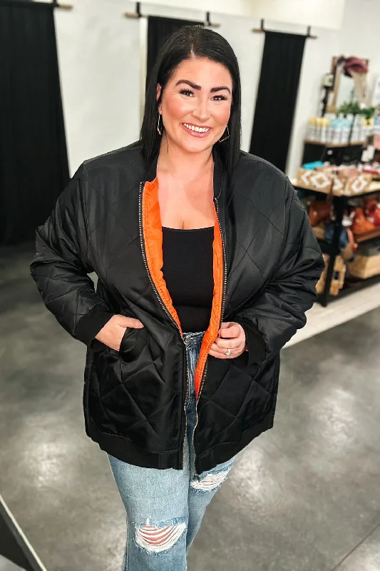 Women's Athletic Outfit Long Quilted Bomber Jacket