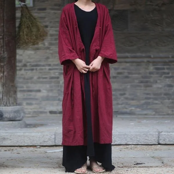 Charming Everyday Clothing For Women Vintage Linen 2020 Fall New Loose Casual V-Neck Button Chinese Style Trench Female Coat Charming Everyday Clothing For Women Vintage Linen 2020 Fall New Loose Casual V-Neck Button Chinese Style Trench Female Coat
