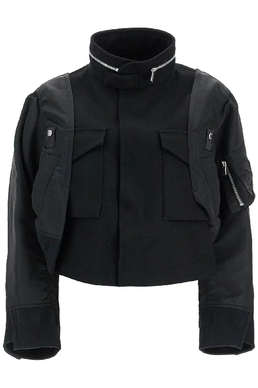 Women's Outerwear Garments SACAI boxy wool and nylon jacket