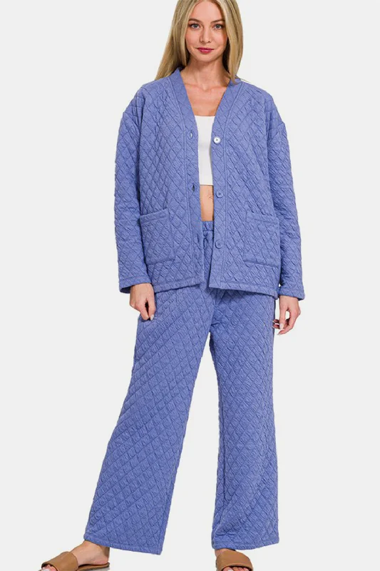 Women's Evening Clothing Quilted Jacket and Pants Set