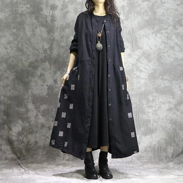 Women's Cozy Clothes Women Cotton Linen Trench Vintage Autumn Coats Patchwork Clothing Black Trench Coats Women's Cozy Clothes Women Cotton Linen Trench Vintage Autumn Coats Patchwork Clothing Black Trench Coats