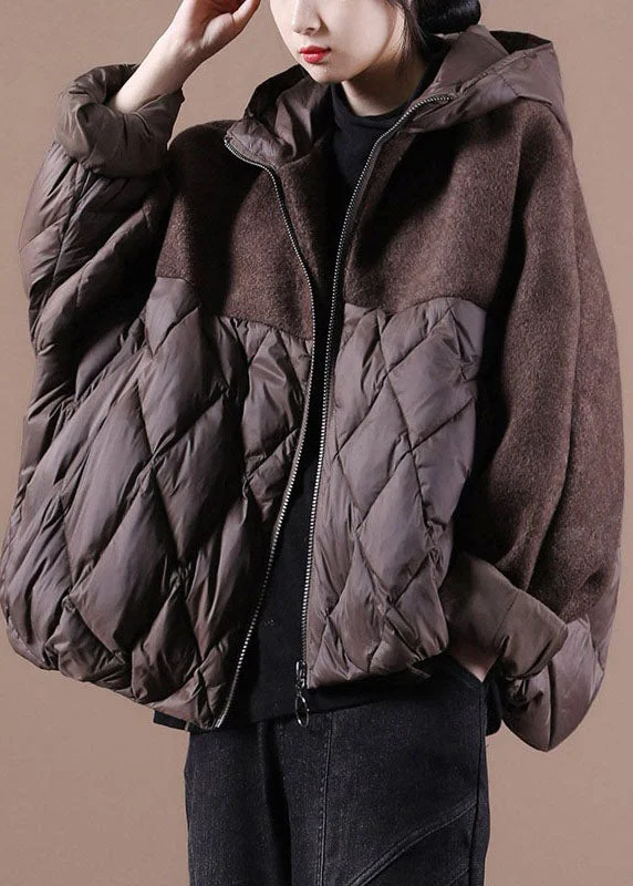 Seasonal Wardrobe Refresh – Shop Stylish Looks For Less Plus Size Coffee Hooded Patchwork Duck Down Winter down coat