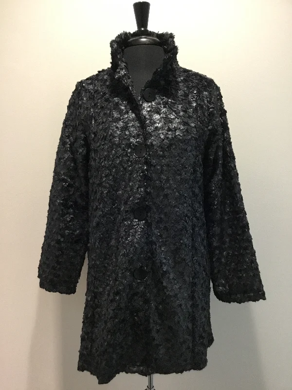 Women's Work Outfit Damee Rosette Swirl Faux Fur Coat