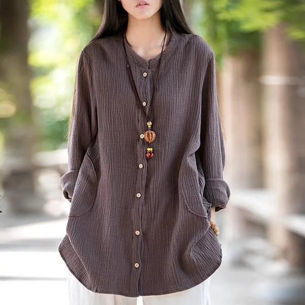 Affordable Fashion Clothing For Women 2020 Spring New Vintage Loose Solid Color Cotton Linen O-Neck Long Sleeve Coats Affordable Fashion Clothing For Women 2020 Spring New Vintage Loose Solid Color Cotton Linen O-Neck Long Sleeve Coats