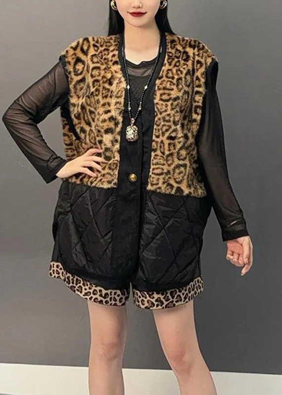 Women's High-Fashion Clothes Natural Colorblock V Neck Print Patchwork Pockets Parka Waistcoat Winter Women's High-Fashion Clothes Natural Colorblock V Neck Print Patchwork Pockets Parka Waistcoat Winter