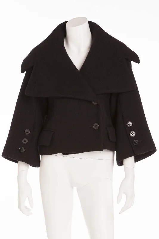 Women's Relaxed Outfit Sonia Rykiel - Short Wool Button Up Jacket - FR 36