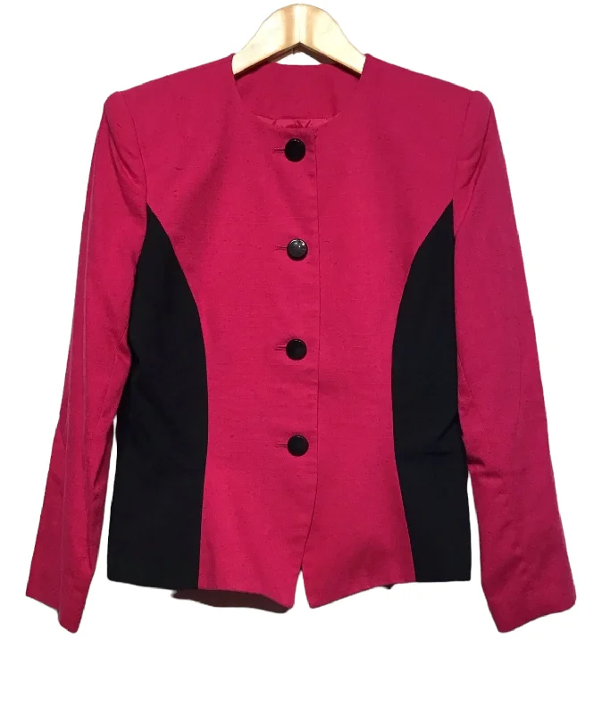 Women's Formal Clothes Pink And Black Blazer/Jacket (Size M)