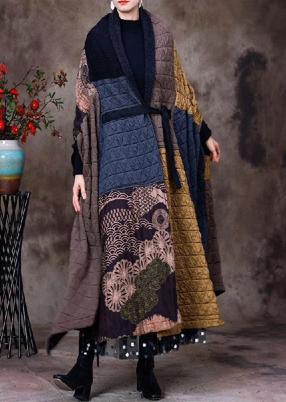 Women's Occasion Wear Apparel French Yellow Coffee Asymmetrical Patchwork Fine Cotton Filled Coats Winter Women's Occasion Wear Apparel French Yellow Coffee Asymmetrical Patchwork Fine Cotton Filled Coats Winter