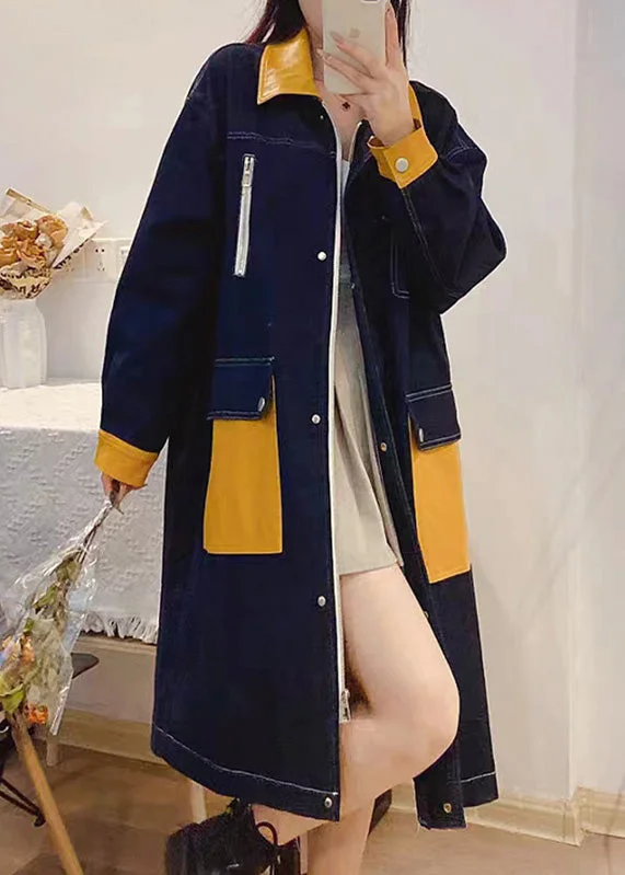 Don't Miss Out – Your Favorite Fashion Pieces On Sale Bohemian Denim Blue Peter Pan Collar Patchwork Zippered Button Linen Long Trench Coats Fall Don't Miss Out – Your Favorite Fashion Pieces On Sale Bohemian Denim Blue Peter Pan Collar Patchwork Zippered Button Linen Long Trench Coats Fall