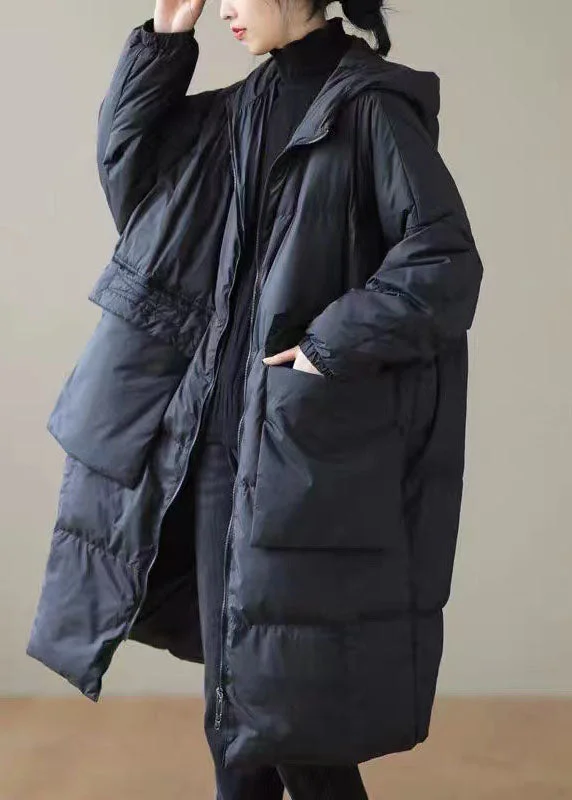 Women's Athletic Outfit Black warm Duck Down Winter Coats Zip Up Winter