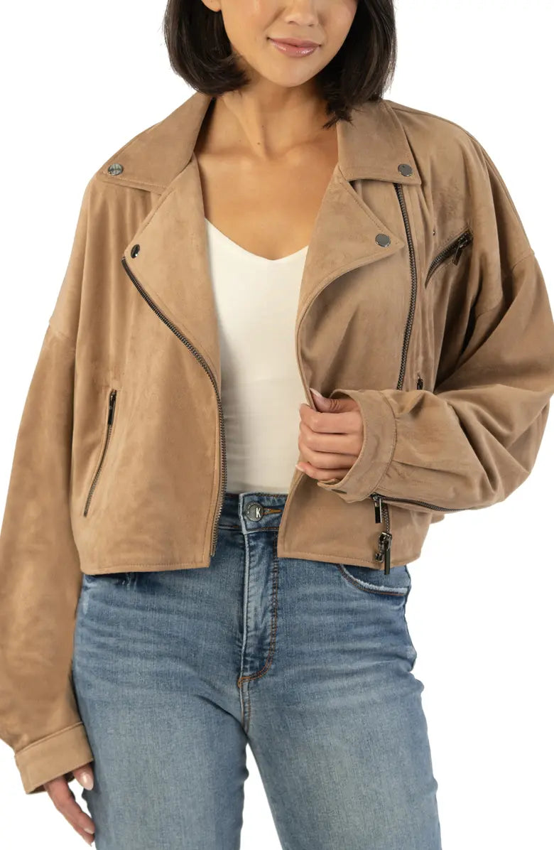 Women's Evening Garments Bessie Relaxed Faux Suede Moto Jacket