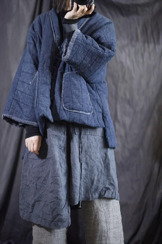 Women's Casual Wear Clothes Omychic Loose Cotton Linen Padded Coat Parkas Ladies Vintage Winter Coat Outerwear Female 2021 Loose Short Coat